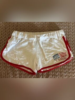 Southern Spirit White Athletic Shorts with Red Trim Outer Banks, NC women size L